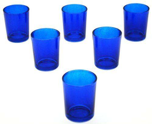 Navy Deep Blue Glass Holder for Votive or TeaLight Candle - Beach Party Decor